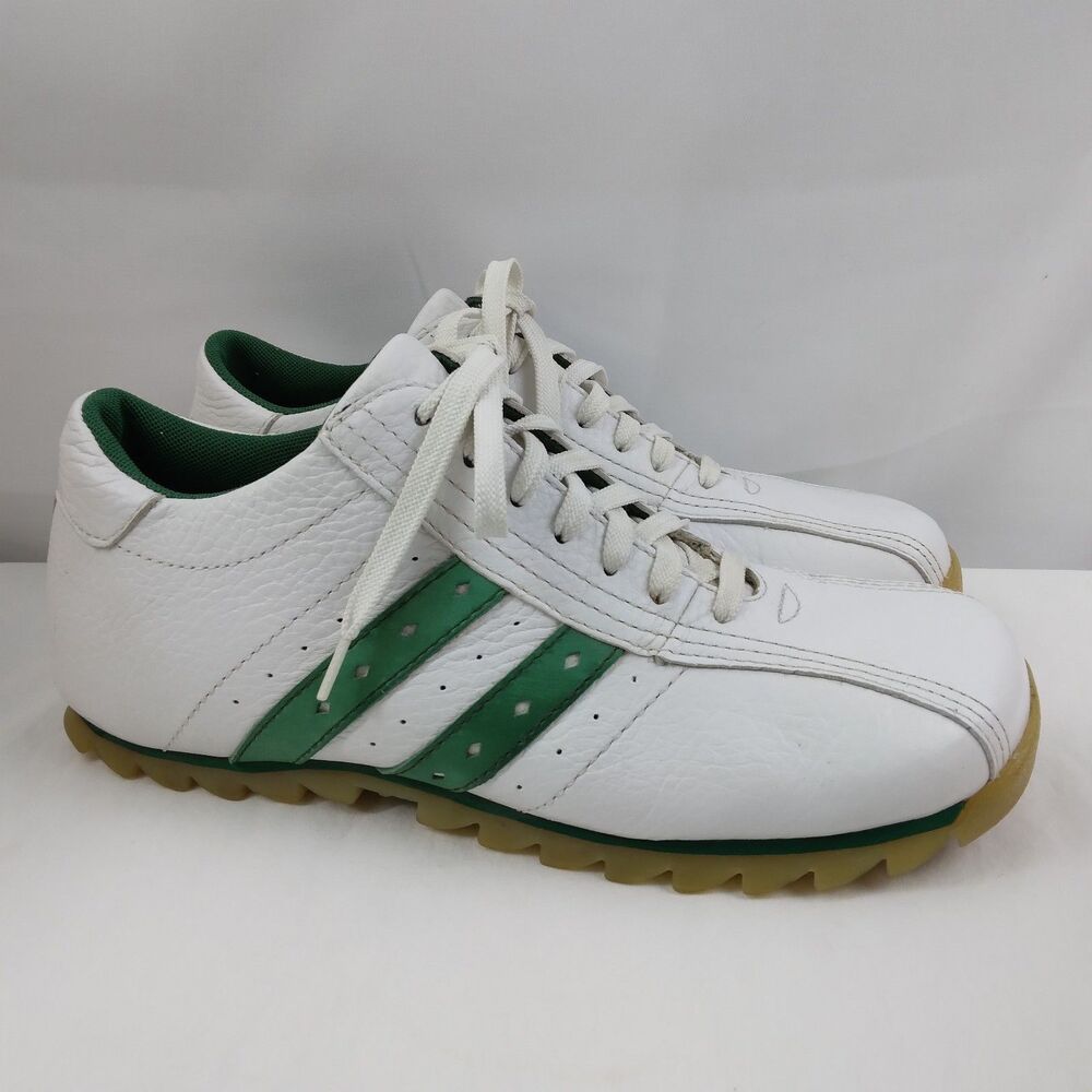 GBX Shoes Casual Leather White Green Stripes Y2K Preppy Mens Size 8.5M
